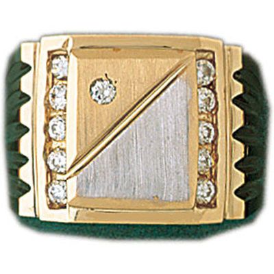 Dazzlers 14k Yellow Gold CZ Signet Ring, MPN: DZ-14593-8