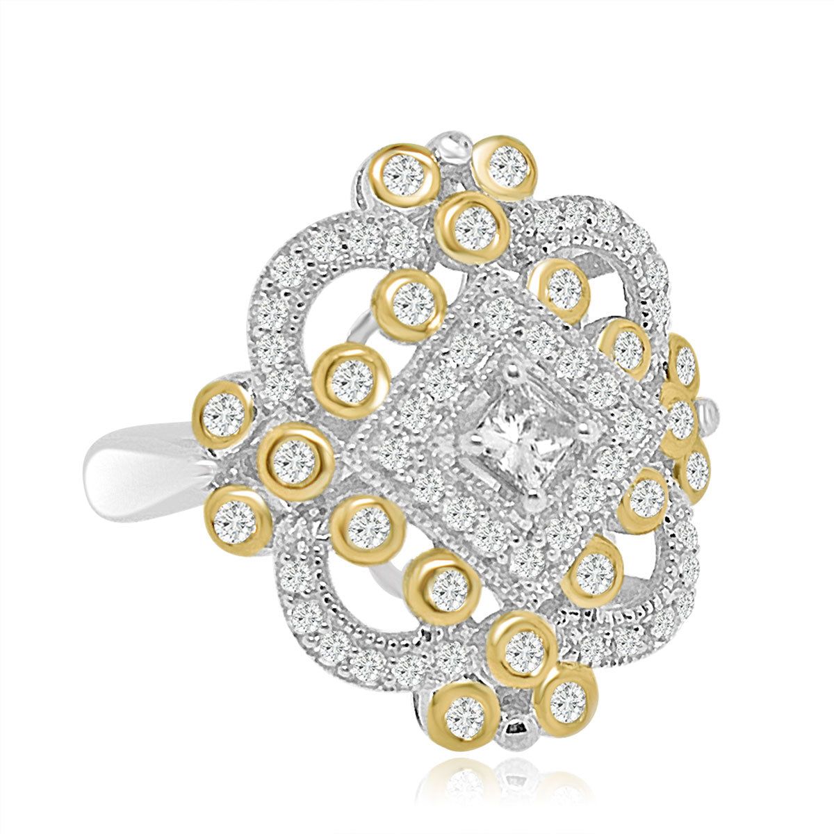 Dazzlers Sterling Silver Gold Plated and CZ Ring, MPN: DCR-144Y