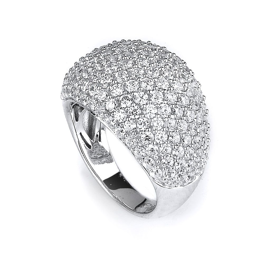 Dazzlers Sterling Silver Rhodium Plated and micro-pave CZ Dome Ring, MPN: DCR-249