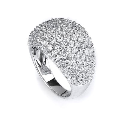 Dazzlers Sterling Silver Rhodium Plated and micro-pave CZ Dome Ring, MPN: DCR-249