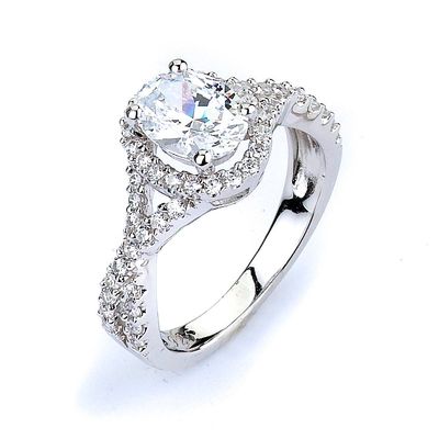 Dazzlers Sterling Silver Rhodium Plated and CZ Engagment Ring, MPN: DCR-177