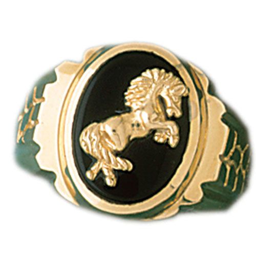 Dazzlers 14k Yellow Gold Horse Onyx Ring, MPN: DZ-14655-8