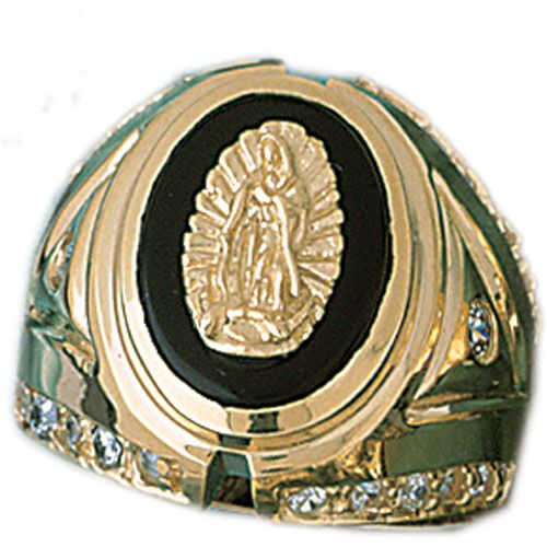 Dazzlers 14k Yellow Gold Virgin Mary Onyx Ring, MPN: DZ-14640-8