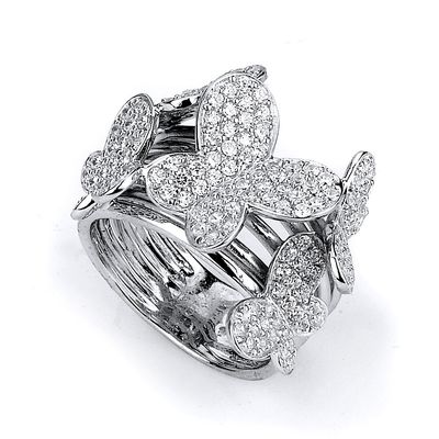 Dazzlers Sterling Silver Rhodium Plated and CZ Butterfly Ring, MPN: DCR-225
