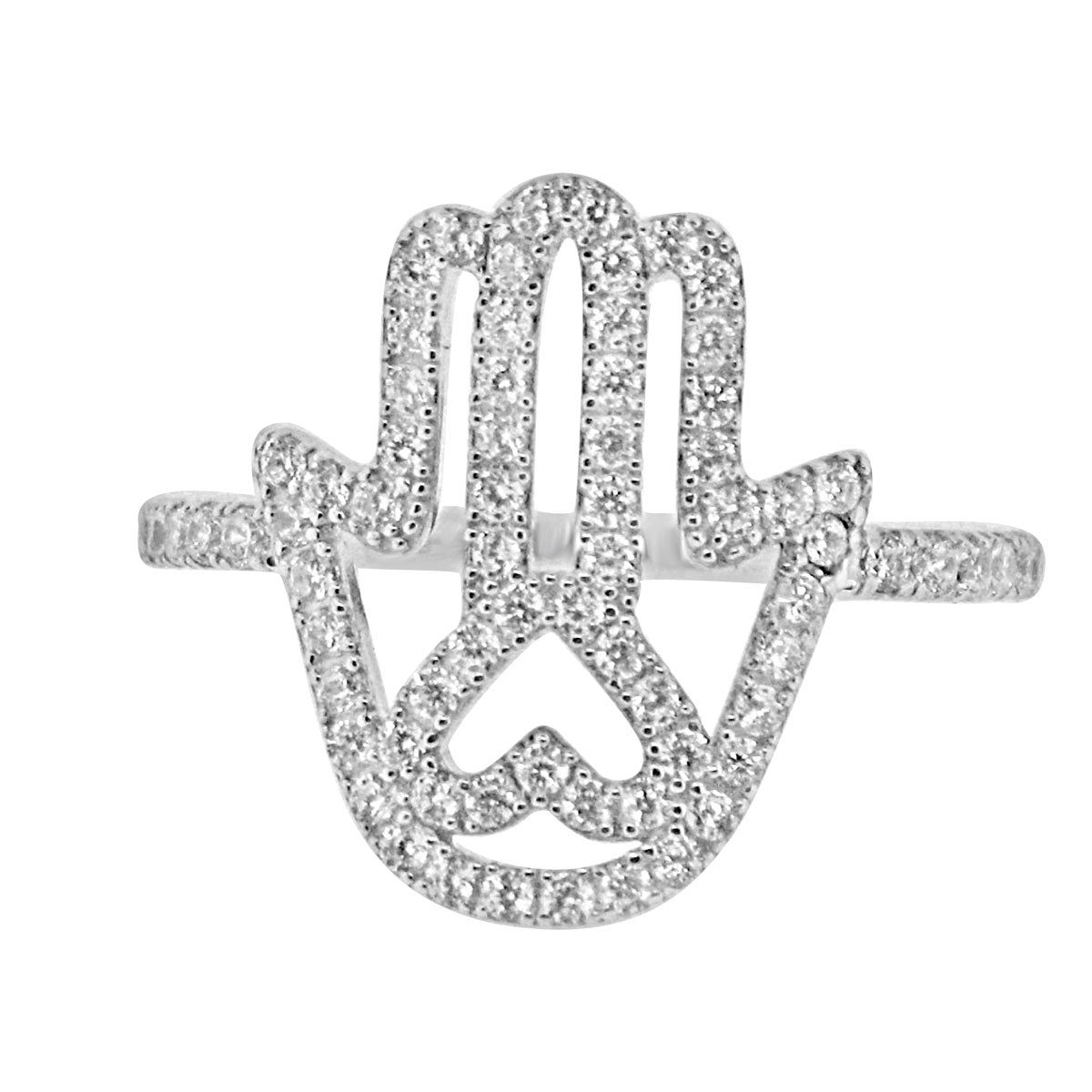 Dazzlers Sterling Silver Rhodium Plated and CZ Chamsah Ring, MPN: DCR-649