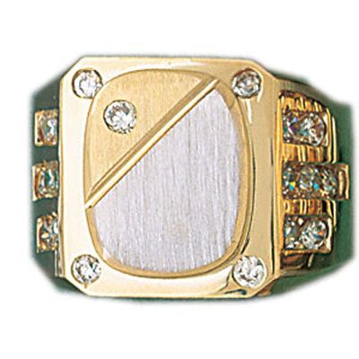 Dazzlers 14k Yellow Gold CZ Signet Ring, MPN: DZ-14591-8