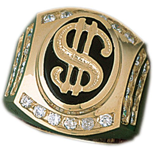 Dazzlers 14k Yellow Gold Dollar Sign Onyx Ring, MPN: DZ-14643-8