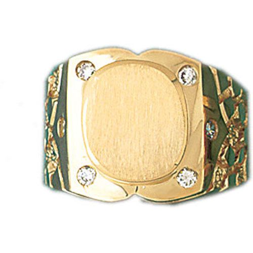 Dazzlers 14k Yellow Gold CZ Signet Ring, MPN: DZ-14561-8