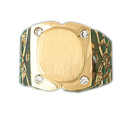 Dazzlers 14k Yellow Gold CZ Signet Ring, MPN: DZ-14561-8