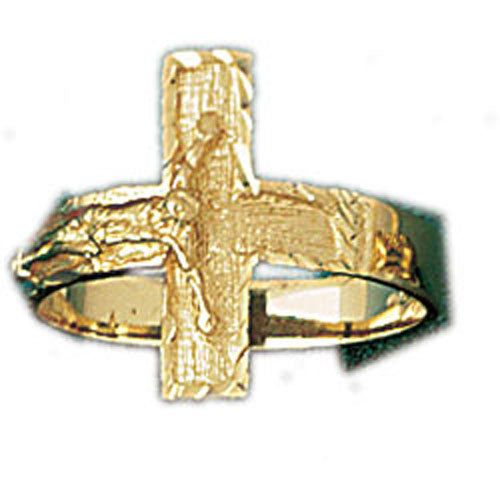 Dazzlers 14k Yellow Gold Sideway Crucifix Ring, MPN: DZ-14097