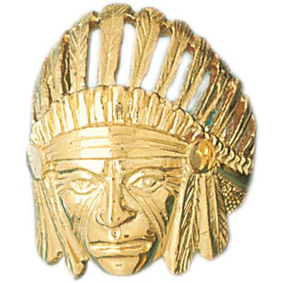 Dazzlers 14k Yellow Gold Indian Head Ring, MPN: DZ-14385-8