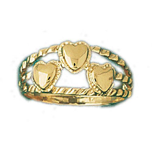Dazzlers 14k Yellow Gold Three Heart Ring, MPN: DZ-14161