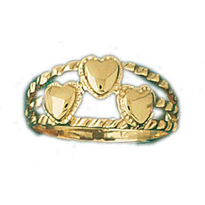 Dazzlers 14k Yellow Gold Three Heart Ring, MPN: DZ-14161