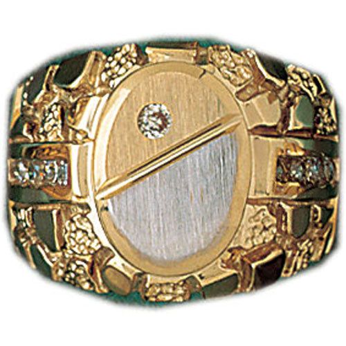 Dazzlers 14k Yellow Gold CZ Signet Ring, MPN: DZ-14605-8