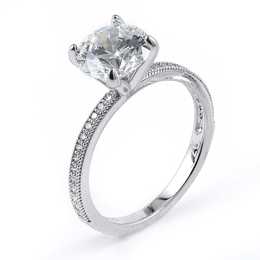 Dazzlers Sterling Silver Rhodium Plated and round CZ Engagement Ring, MPN: DMR-213