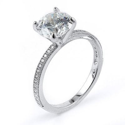 Dazzlers Sterling Silver Rhodium Plated and round CZ Engagement Ring, MPN: DMR-213