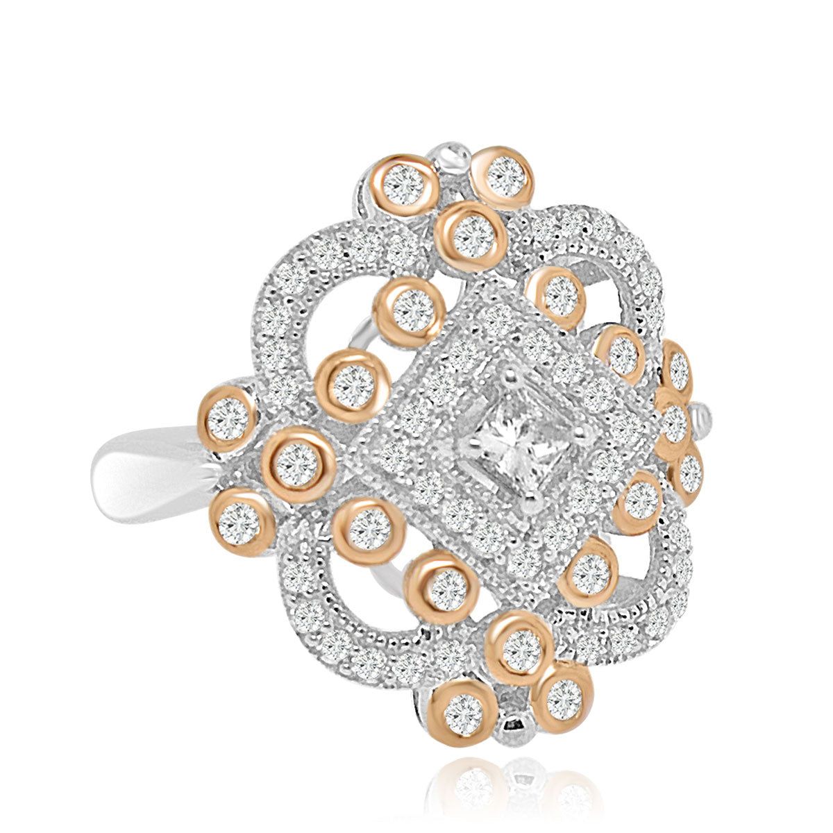 Dazzlers Sterling Silver Rose Gold Plated and CZ Ring, MPN: DCR-144P