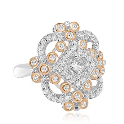 Dazzlers Sterling Silver Rose Gold Plated and CZ Ring, MPN: DCR-144P