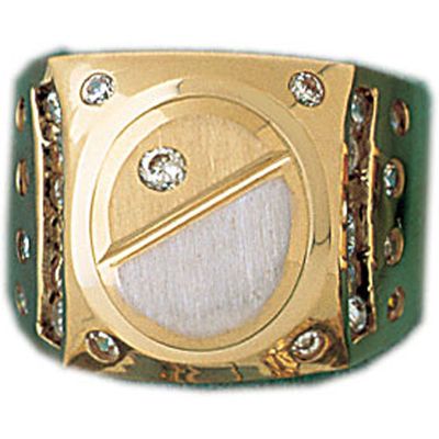 Dazzlers 14k Yellow Gold CZ Signet Ring, MPN: DZ-14597-8