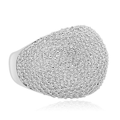 Dazzlers Sterling Silver Rhodium Plated and micro-pave CZ Dome Ring, MPN: DCR-78