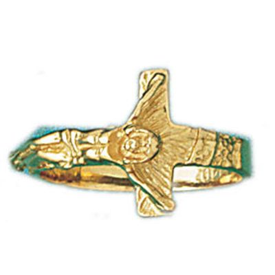 Dazzlers 14k Yellow Gold Sideway Crucifix Ring, MPN: DZ-14102