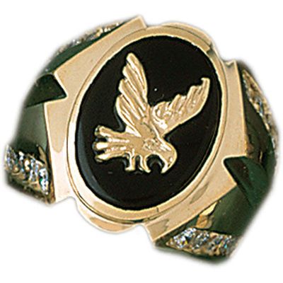 Dazzlers 14k Yellow Gold Eagle Onyx Ring, MPN: DZ-14648-8