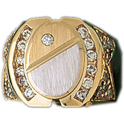 Dazzlers 14k Yellow Gold CZ Signet Ring, MPN: DZ-14579-8