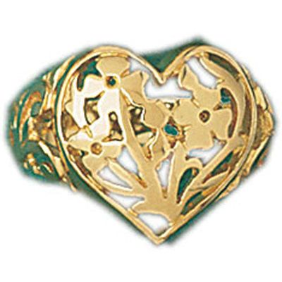 Dazzlers 14k Yellow Gold Flower and Heart Dome Ring, MPN: DZ-14253