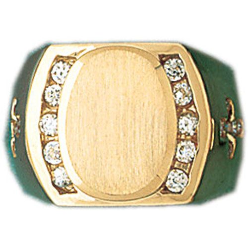 Dazzlers 14k Yellow Gold CZ Signet Ring, MPN: DZ-14556-8