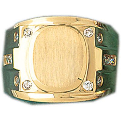 Dazzlers 14k Yellow Gold CZ Signet Ring, MPN: DZ-14566-8