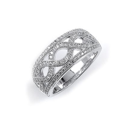Dazzlers Sterling Silver Rhodium Plated and CZ woven Ring, MPN: DMR-269