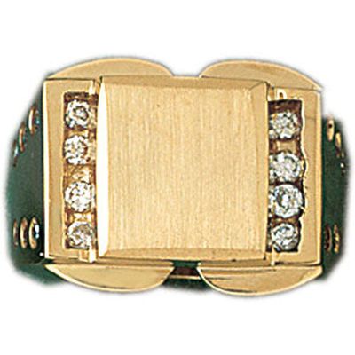 Dazzlers 14k Yellow Gold CZ Signet Ring, MPN: DZ-14553-8