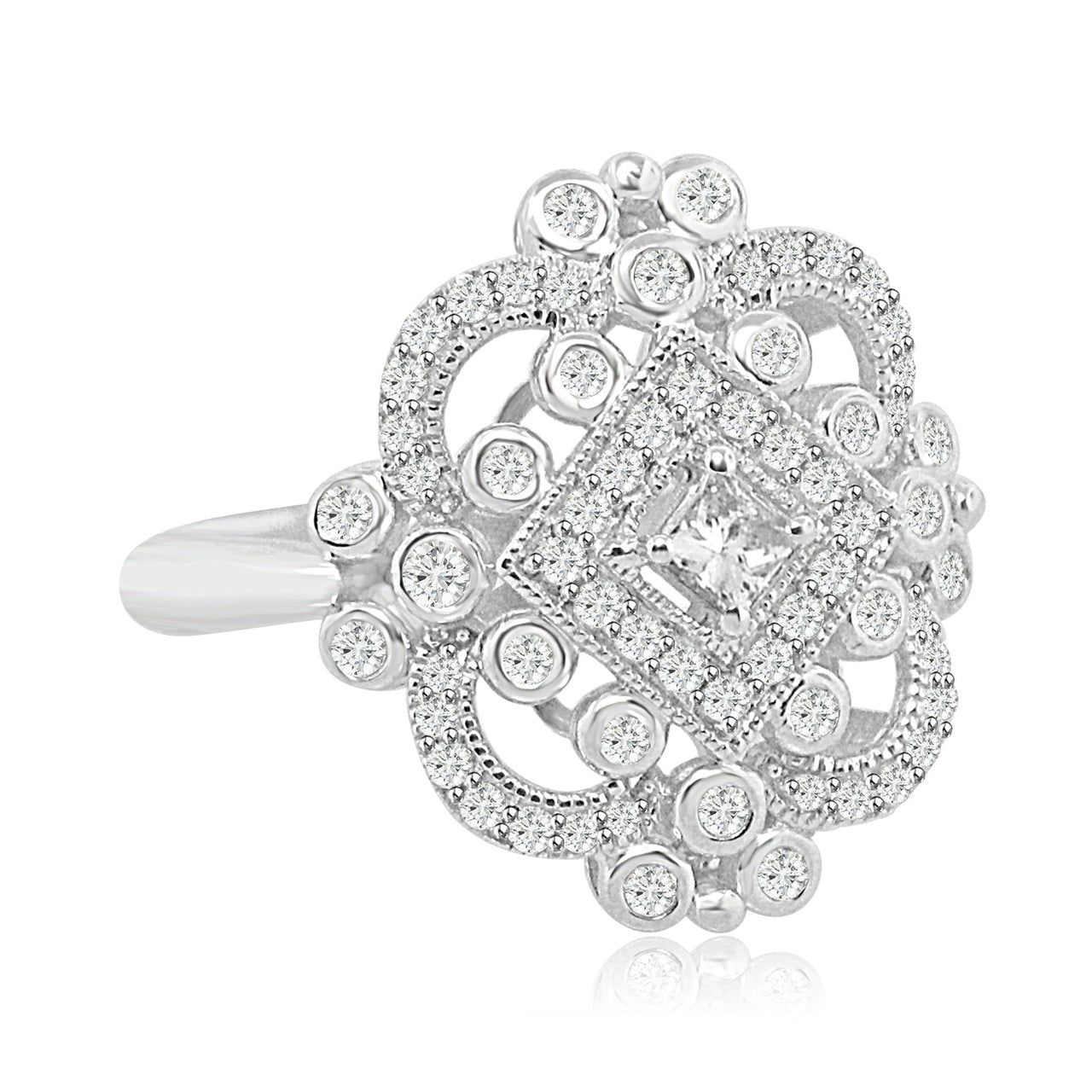 Dazzlers Sterling Silver Rhodium Plated and CZ Ring, MPN: DCR-144