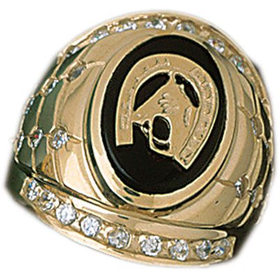 Dazzlers 14k Yellow Gold Horseshoe with a Horse Onyx Ring, MPN: DZ-14644-8