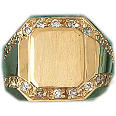 Dazzlers 14k Yellow Gold CZ Signet Ring, MPN: DZ-14555-8