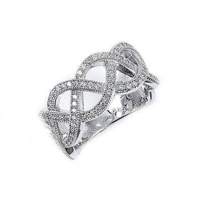 Dazzlers Sterling Silver Rhodium Plated and CZ Woven Ring, MPN: DMR-200