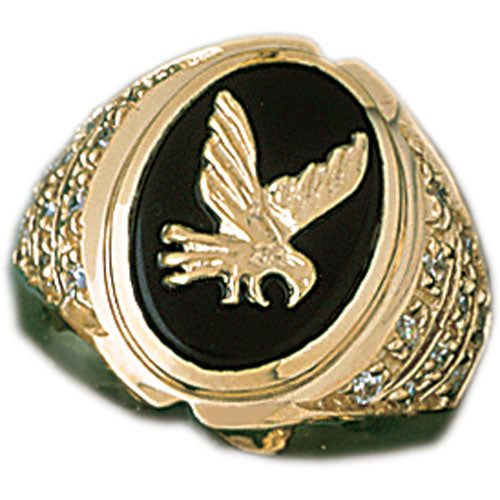 Dazzlers 14k Yellow Gold Eagle Onyx Ring, MPN: DZ-14647-8