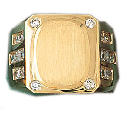 Dazzlers 14k Yellow Gold CZ Signet Ring, MPN: DZ-14563-8