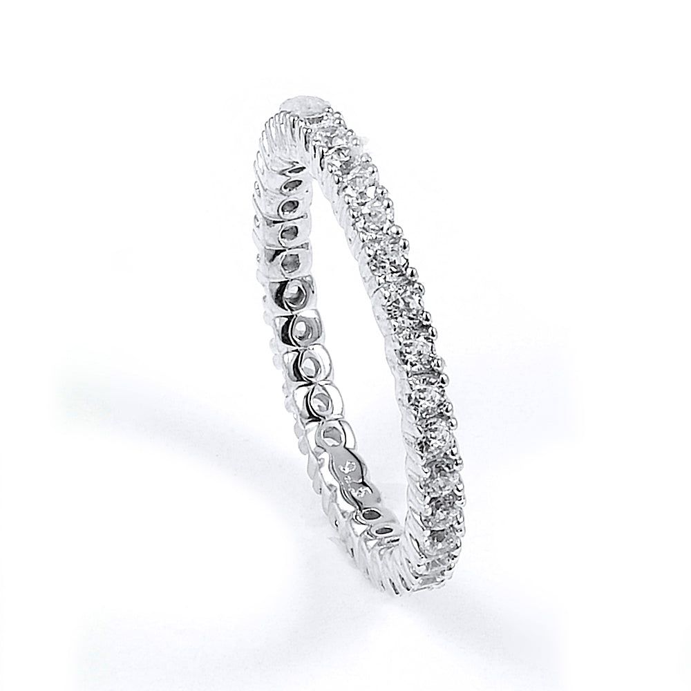 Dazzlers Sterling Silver Rhodium Plated and CZ Eternity Band, MPN: DCR-366