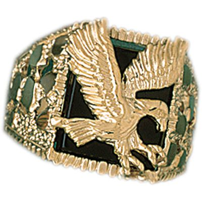 Dazzlers 14k Yellow Gold Eagle Onyx Ring, MPN: DZ-14664-8