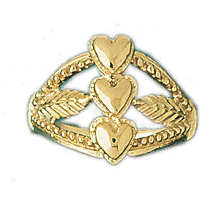 Dazzlers 14k Yellow Gold Three Heart Ring, MPN: DZ-14162