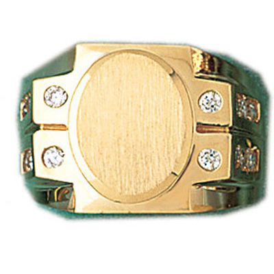 Dazzlers 14k Yellow Gold CZ Signet Ring, MPN: DZ-14562-8