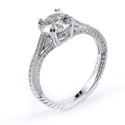 Dazzlers Sterling Silver Rhodium Plated and round CZ Engagement Ring, MPN: DMR-211