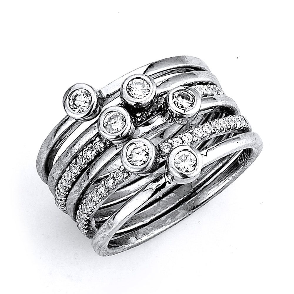 Dazzlers Sterling Silver Rhodium Plated and CZ 6 separate Rings, MPN: DCR-227