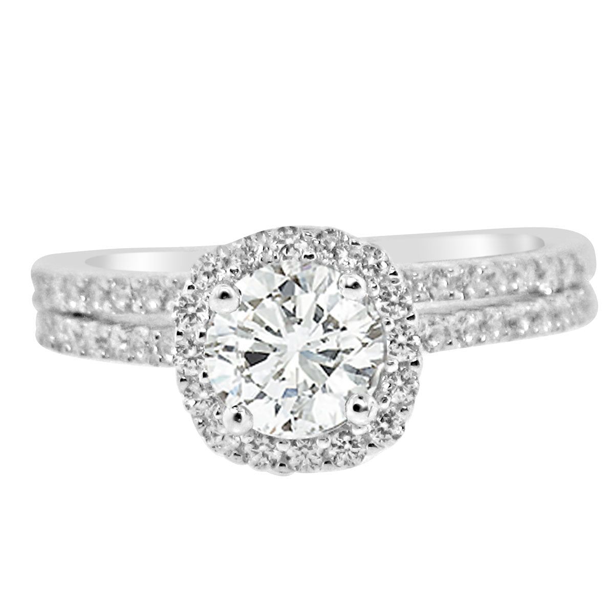 Dazzlers Sterling Silver Rhodium Plated and CZ Halo Wedding Set, MPN: DGR-1010