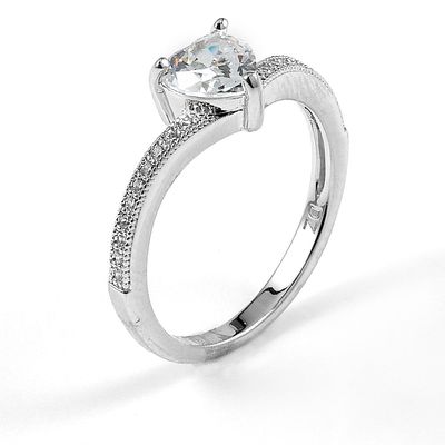 Dazzlers Sterling Silver Rhodium Plated and heart CZ Engagement Ring, MPN: DMR-217