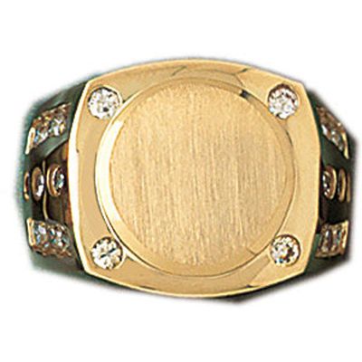 Dazzlers 14k Yellow Gold CZ Signet Ring, MPN: DZ-14564-8