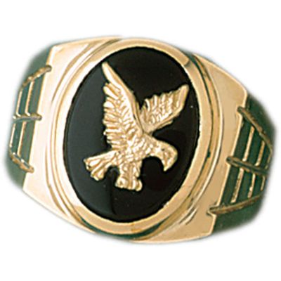 Dazzlers 14k Yellow Gold Eagle Onyx Ring, MPN: DZ-14660-8