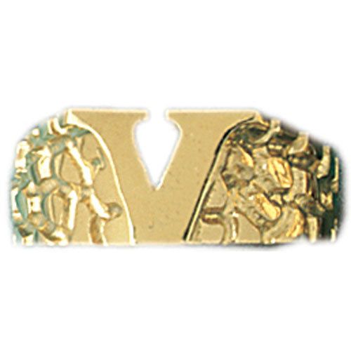 Dazzlers 14k Yellow Gold Initial V Ring, MPN: DZ-14519-8