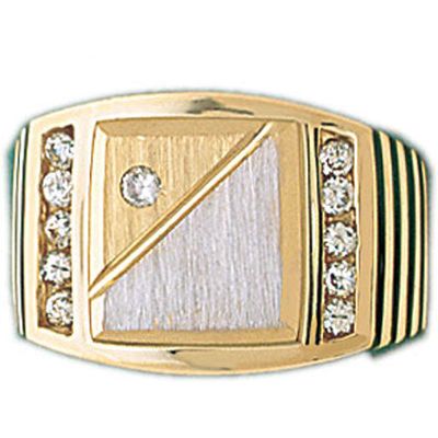 Dazzlers 14k Yellow Gold CZ Signet Ring, MPN: DZ-14592-8